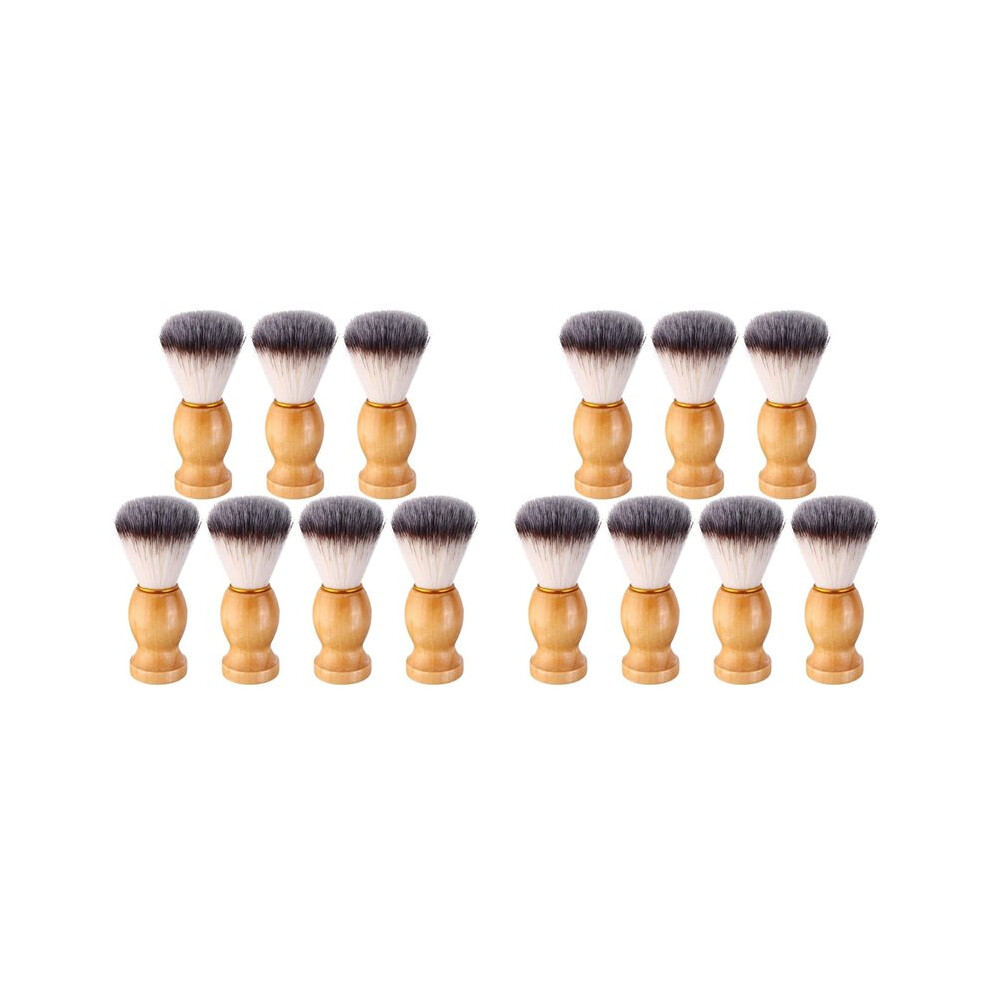 14Pcs Men Shaving Brush Wood Handle, Salon Tools Hand Crafted Shaving Brush Wood Handle Shave Brushes Hair Brush