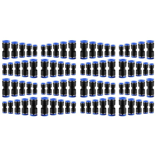 Quick Coupler Kit, Push- Direct Coupling, Pneumatic Air  Connector Direct Connection(4mm/6mm/8mm/10mm/12mm)80 PCS
