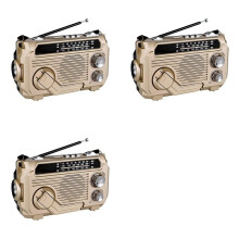 3X FM AM SW Radio Solar Charging Emergency Radios Receiver Hand Crank 5.2 Support TF USB Gold
