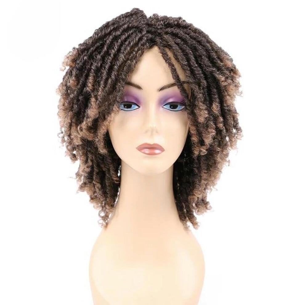 Unisex Curly Dreadlock Wig Short Twist Synthetic Braided Wig Ombre Afro 6 Inch T27 1 Pc Men Women