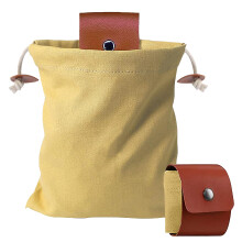 Foraging Bag Waxed Canvas Pouch, Collapsible Leather Belt Pouch, Drawstring Waist Bag For Camping Mushroom Foraging