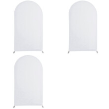 3pcs 7.2FT Wedding Arch Cover Fitted Wedding Arch Stand Covers Round Top for Birthday Party Banquet Decoration White