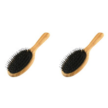 2X Cepillo de Pelo con Cerdas de Jabalí,Cepillo de Madera Antiestático para Desenredar Cabello,Peine para Masaje del Cuero Cabelludo, Cojín
