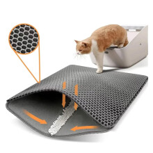 Pet Cat Litter Mat Waterproof DoubleLayer LitterTrapping Size S 30x45 cm Gray
