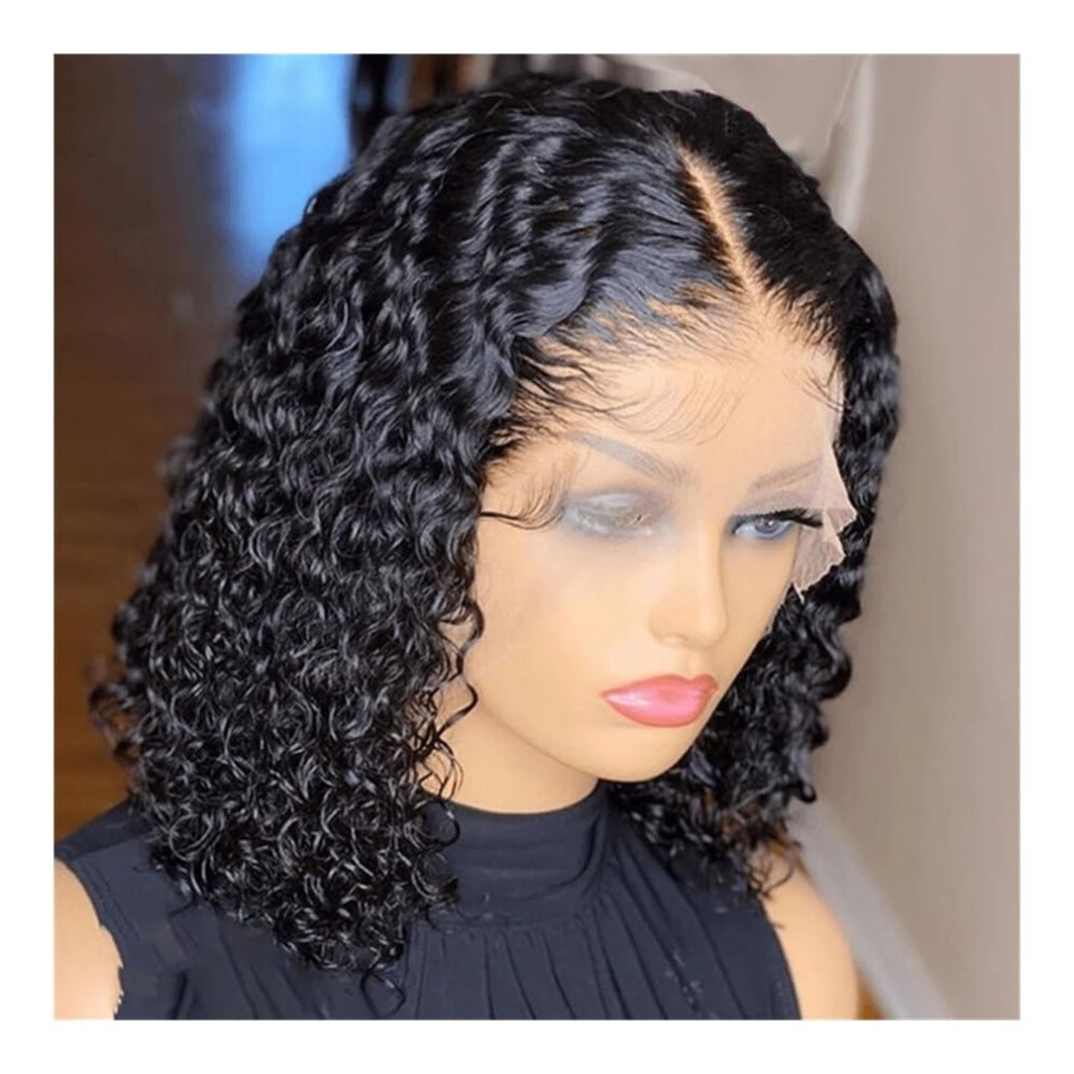 12A Full Hand Weaving Jerry Curly Bob Wig 13x4 Frontal Lace Wig Human Hair Wig 14 Inch