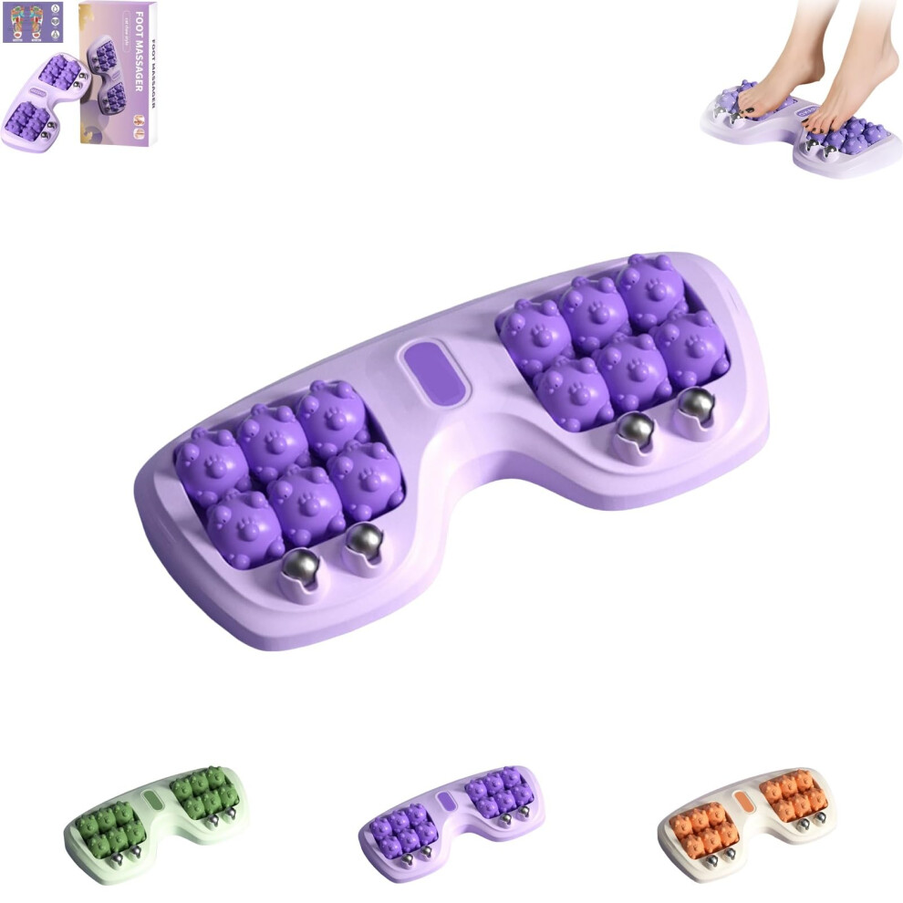 Purple Portable Dual Foot Massage Roller Acupressure Foot Roller Reflexology Tool For Stress Relief