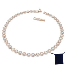 (SHLXL3) S925 Silver Classic Happiness Diamond Round Crystal Earrings Bracelet Necklace Set Women Gorgeous Una Swarovski Angelic Series Jewelry Set