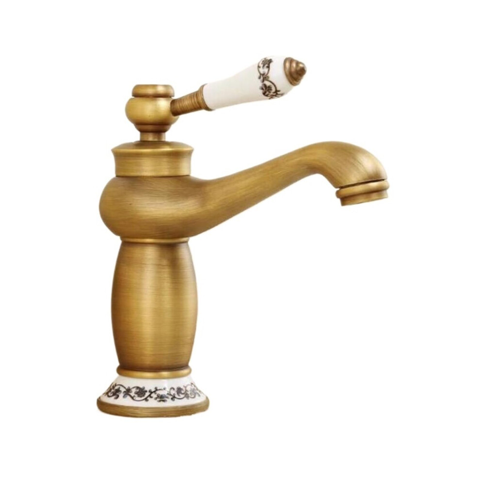 Bathroom Faucet Antique Bronze Copper Finish Deck Mounted Hot Cold Kitchen Sink Mixer Tap Ceramic Brass Gold 9189345457500