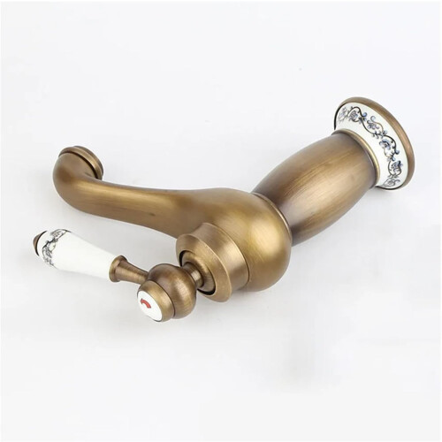 Kitchen Faucet Deck Mounted One Hole Single Lever Brushed Brass 1