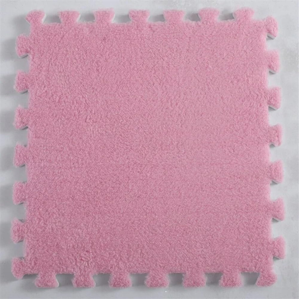 Interlocking Carpet Tiles 18Piece 30X30 Cm Eva Soft Plush Puzzle Mats For Home And Commercial Use Pink