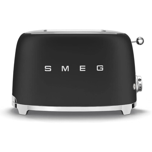 Smeg (Matte Black) Smeg TSF01 Matte 2 Slice Toaster + TSBW01 Bun Warmer Bundle 1