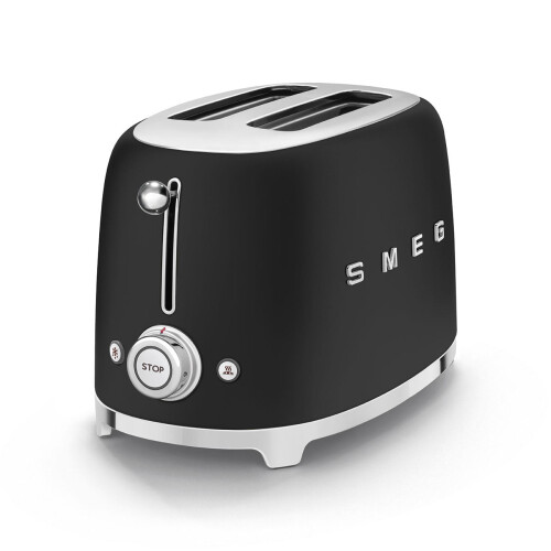 Smeg (Matte Black) Smeg TSF01 Retro Matte Style 2 Slice Toaster 1