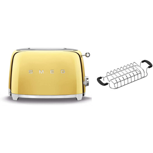 Smeg (Pink) Smeg TSF01 2 Slice Toaster + TSBW01 Bun Warmer Bundle 2