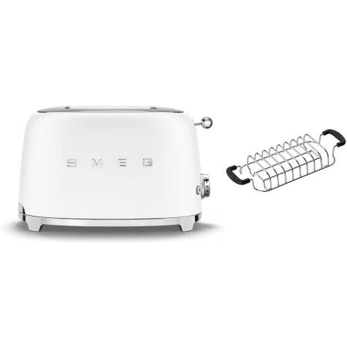 Smeg (Storm Blue) Smeg TSF01 Matte 2 Slice Toaster + TSBW01 Bun Warmer Bundle 2