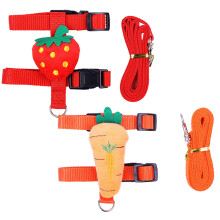 Cat Harness and Leash, 2Piece Adjustable Set, Rabbit and Small Animal Harness and Leash, Carrot Strawberry Pattern