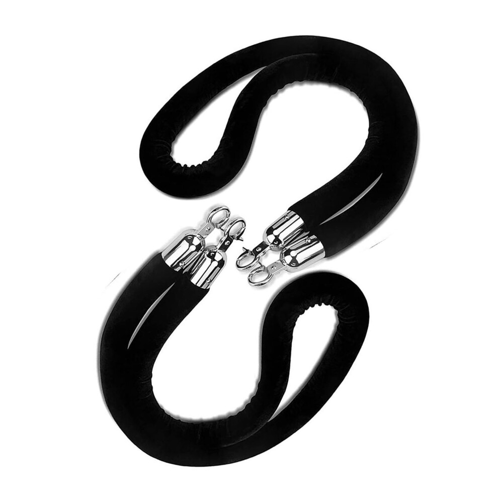 Queue Line Rope Barriers Black Velvet 8Foot Heavyduty Stanchion Rope With Silver Hooks 2Pack Event Crowd Control 9426802748789