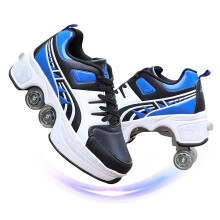 Deform Wheel Skates Unisex FourWheeled Roller Shoes BlueBlack Size 41 Casual Deformation Sneakers Walk Skates