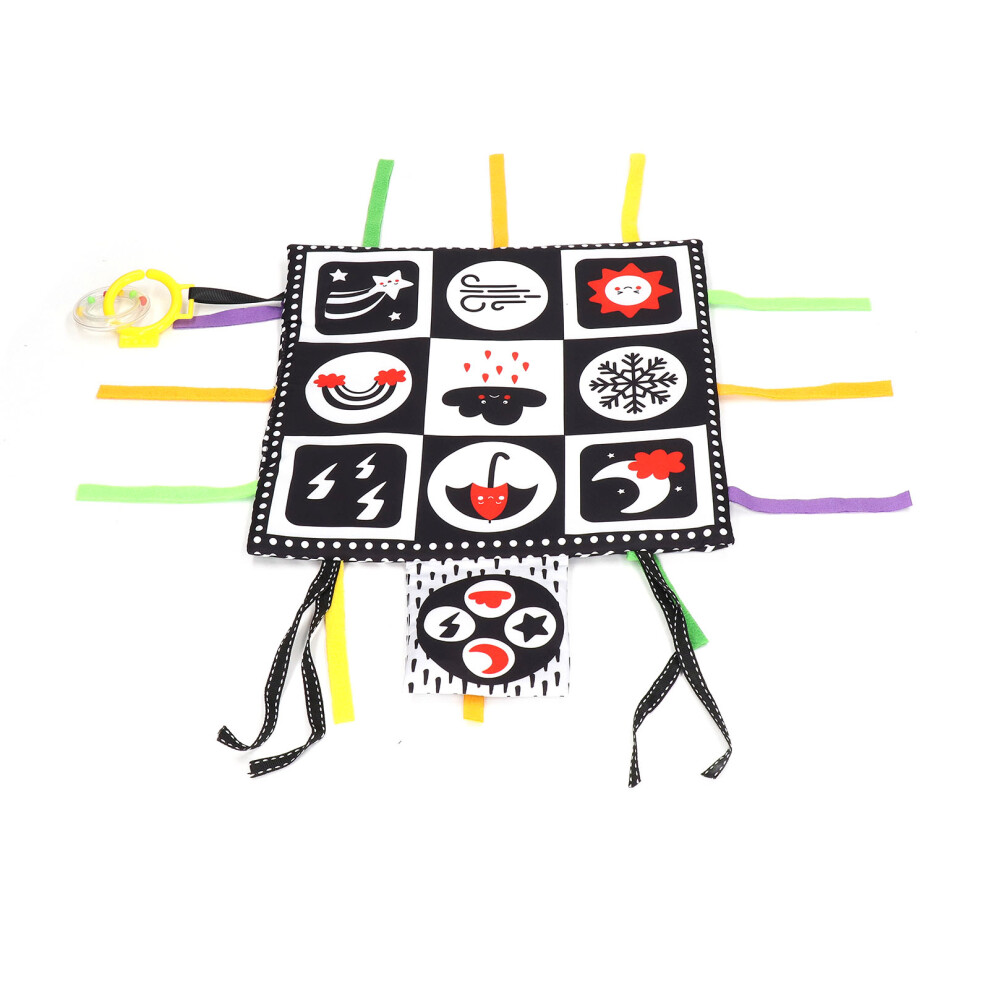 High Contrast Baby Cloth Book 29.5Cm & Soft Book With Sound & Teether Black/White