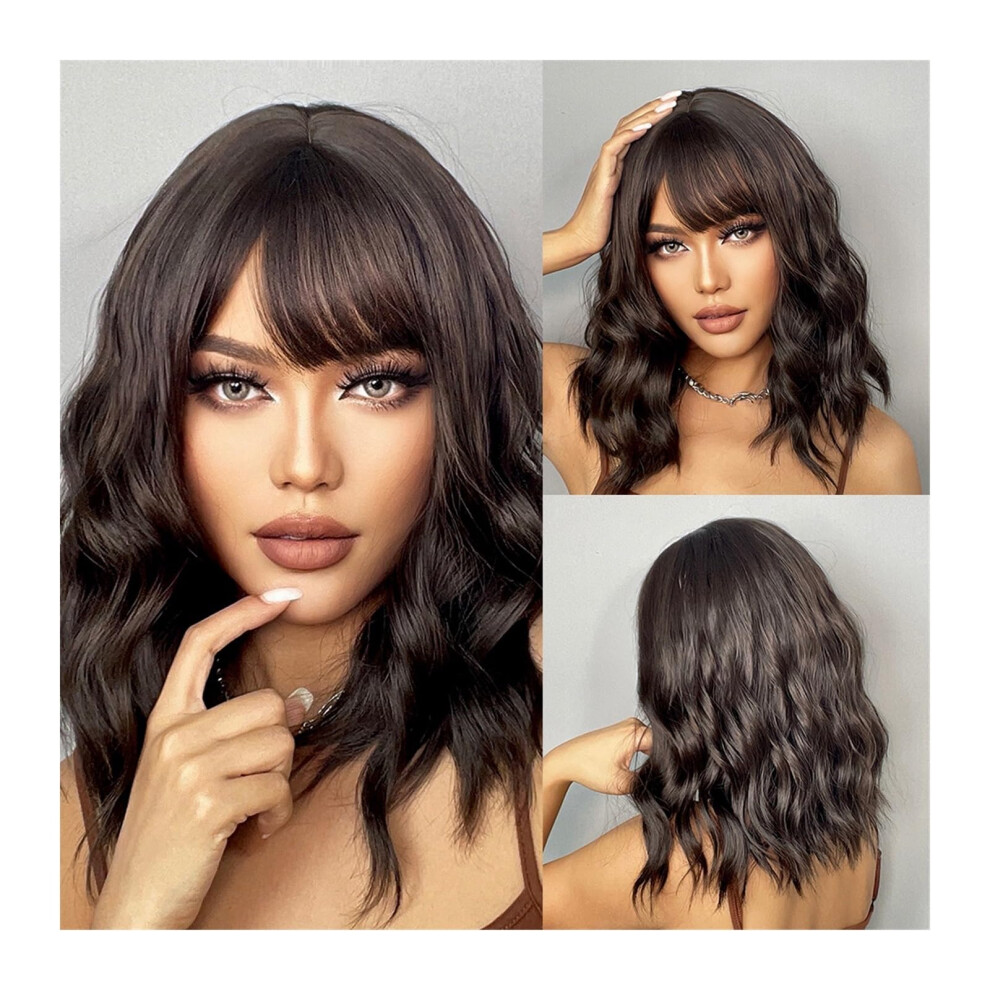 Unisex White,Silver Wig For Women Cosplay Heatresistant Synthetic Wig Short Ombre White Platinum Wavy Shoulderlength Bob Bangs
