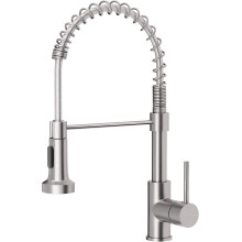 Kitchen Faucets Solid Brass Kitchen Faucet Single Handle SpringLoaded PullDown Sprayer Arc Brushed Gold Finish