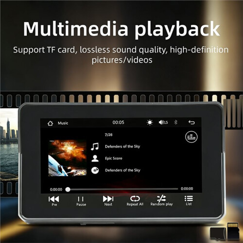 Motorcycle 5Inch Navigation Screen  Portable Waterproof Screen Wireless Carplay Android Auto MP5 Player 1