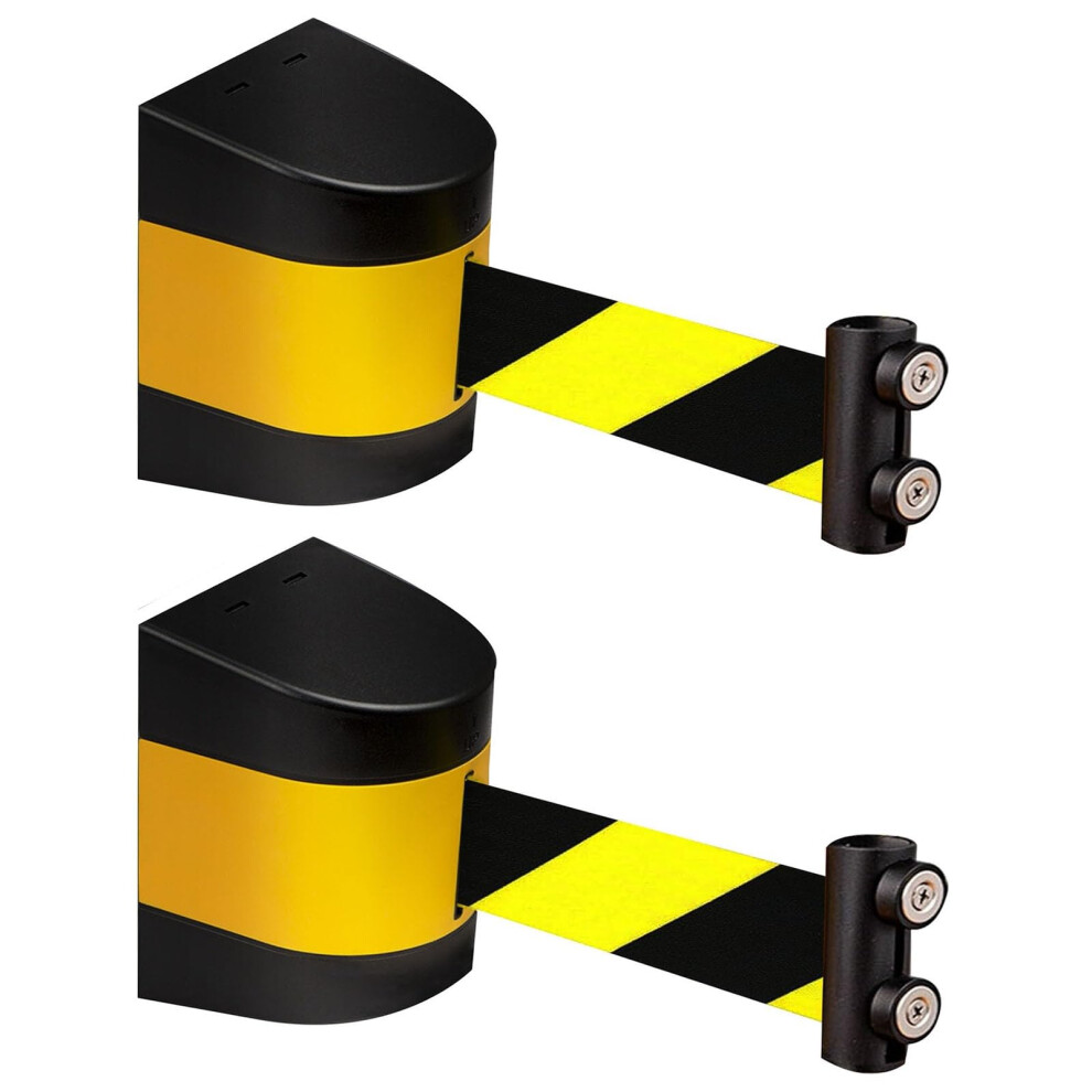 Magnetic Retractable Belt Barrier Yellow And Black 16Ft/5M Wall Mount For Events, Queue Management, Durable, Easy Setup 9426802749601