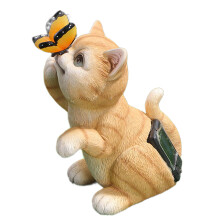Katten Solar Light Light Up Garden Ornament-kleine oranje kat