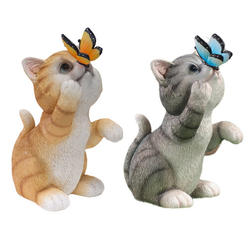 Statue de chats papillon, ornement de jardin,-petit chat orange 1