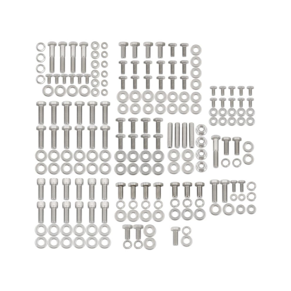 Stainless Steel Small Block Engine Hex Bolt Kit For Chevy 265 283 302 305 307 327 350 400 Sbc Engine, 211 Pcs Nuts&Bolts 4713740610090