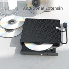 Multifunctional External CD/DVD Drive Burner Black with /TF & USB3.0 Slots Optical Drive for PC Laptop