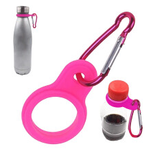 Silicone Water Bottle Buckle Clip With Carabiner For Bags Belts Clothes Hot Pink Portable Secure Bottle Holder Hiking