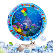 Water Play Mat for Cats Sensory Cooling Water Pad, Cat Dog Exercise Mat, Indoor Outdoor Balcony Use, Travel Ready