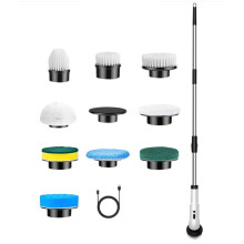9 Cabeças de Escova Substituíveis, Esfregão Elétrico, Escova de Limpeza Sem Fio com IPX7 À Prova D'Água
