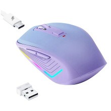 Souris Sans Fil, Souris D'Ordinateur avec Rétroéclairage RVB, Souris Rechargeable, Souris Optique USB pour la Maison et le Bureau Pourpre