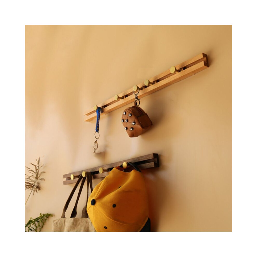 Sliding Solid Wood Wall Hanger A Row Of Multifunctional Wall Hooks At The Entrance Clothes Storage Rack,4 Hooks 6031741903767