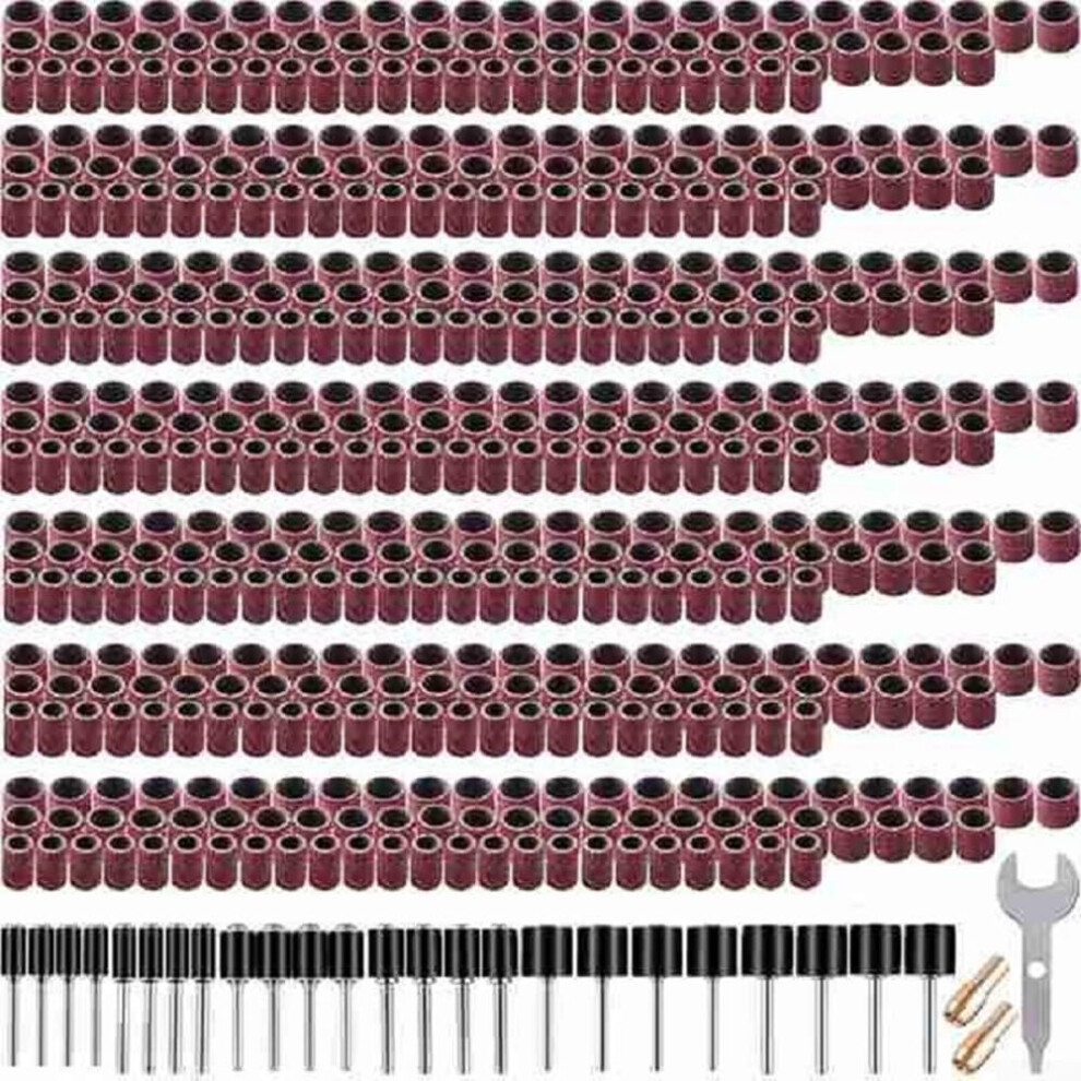 531Pcs Drum Sander Set 7 Grits 80600, Multiple Drum Sizes, Mandrels For Rotary Tools, Wood Metal Plastic Stone Jewelry 9347817387308