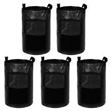 Pack Of 5 Plant Grow Bags with-Black American 7 Gallon 1