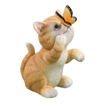 Butterfly Cats Statue Garden Ornament Solar-little orange cat