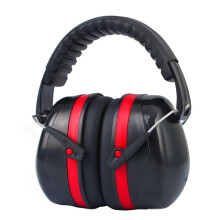 34dB Ear Muffs For Hard Hat Type Safety Earmuffs Adjustable Headband Hearing Protection Noise Reduction Black And Red