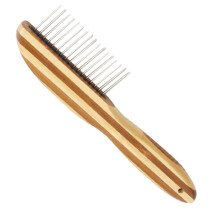 Portable Pet Comb Bamboo Handle WearResistant Flea Comb for Dogs and Cats Hair Cleaner Dematting Brush Compact