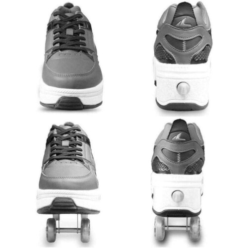 4 Wheel Adjustable Quad Roller Skates Boots C40 2In1 MultiPurpose Walking Shoes 2