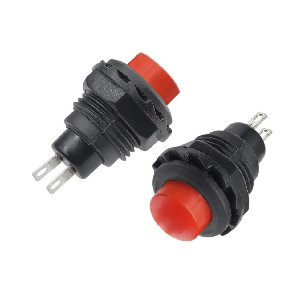 6Pcs 12Mm Round Push Button Momentary Switch Ds502 Self Resetting Normally Open 2A 125V Red 9347817388886