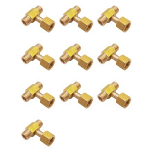 10X W21.8-14 CO2-Tankfles Messing T-Stuk met Schroefdraad 3-Weg Connector Oplaadvuladapter voor Bier Homebrew Aquarium