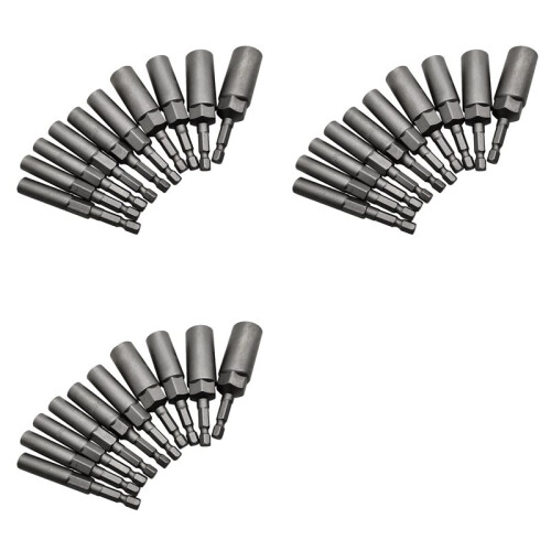 30Pcs 5.5mm-14mm Hex Socket Sleeve Nozzles Nut Driver Set for Power Drills Impact Drivers Power Screwdriver Handle Tools