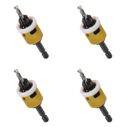 4X Brocas de Escareamento com Ponta de Carboneto de 1/8 X 3/8 Polegadas com Batente de Profundidade de Baixo Atrito, Broca de Escareamento com Haste