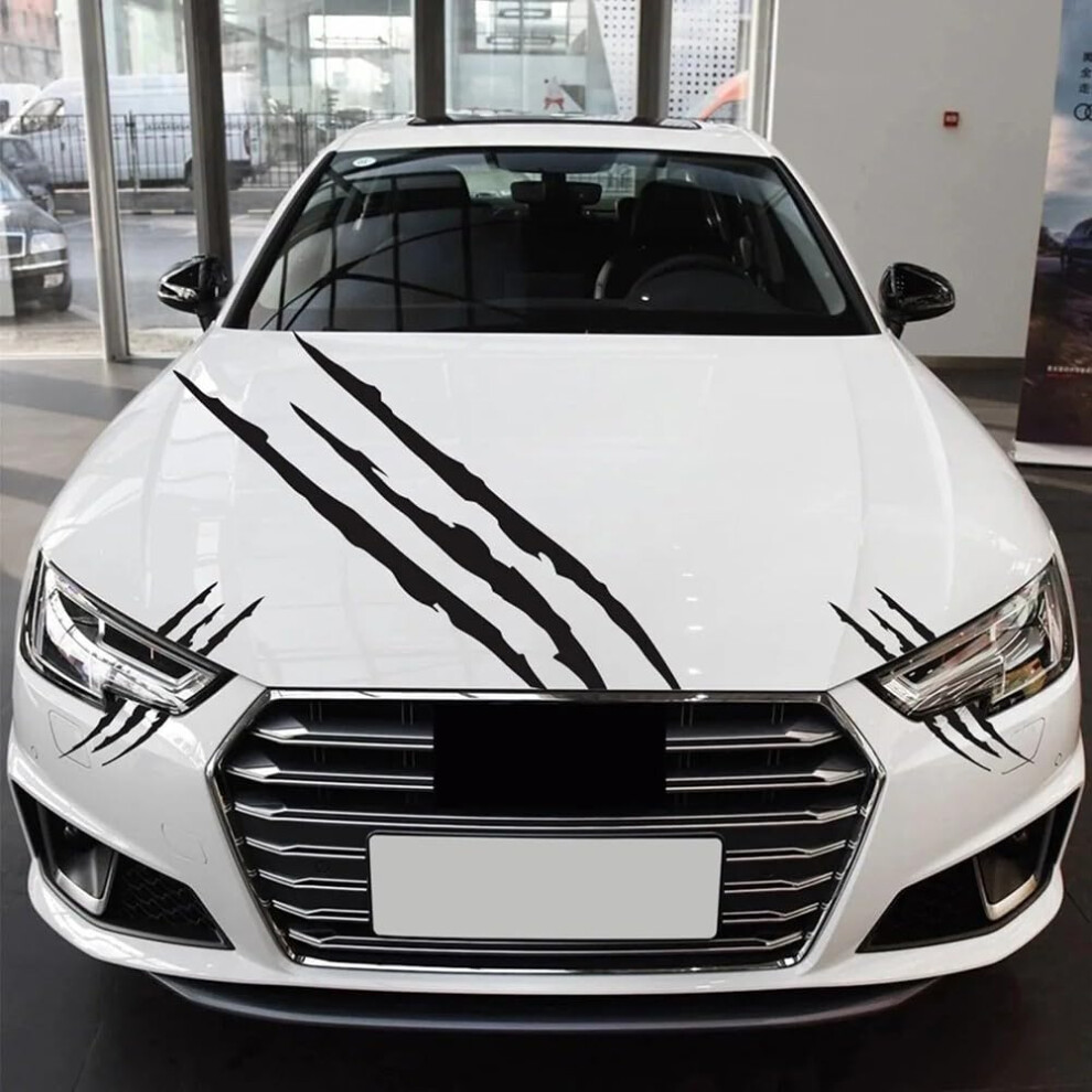 3Pcs Car Decals Vinyl Claw Marks For Hood And Headlights Strong Adhesion Easy Removal Triple Pack Black 9426802751789