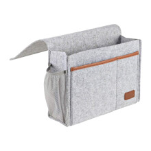 Bedside Hanging Bag Magazine Holder, Thickened Pockets, Water Bottle Holder, Bedside Organizer, Light Grey