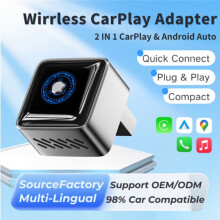 Adaptateur CarPlay Sans Fil pour , Conception 2 en 1 USB/Type C pour Voitures avec CarPlay Filaire, Branchez et Jouez pour  Noir