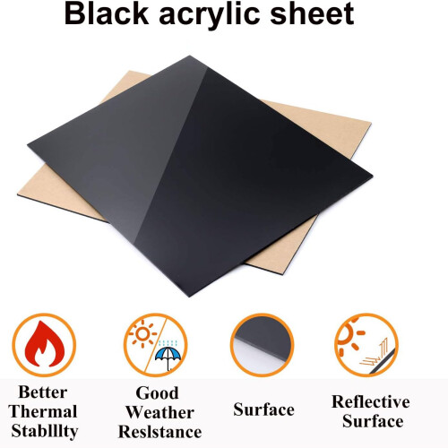 Black Acrylic Sheet 60x60cm ABS Plastic, Reflective Surface, Zero Light, Easy Laser Cutting for DIY 2
