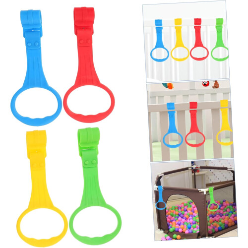 Pull Up Rings 4Pc Cot Standing Assistant For Newborns Easy To Install For Walking Exercises Safe Sturdy Design 1